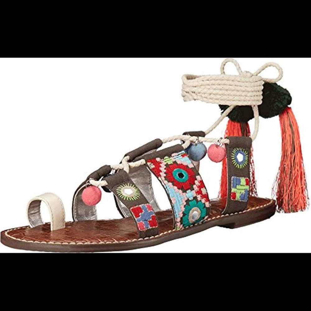Sam Edelman Gretchen Tassle Embroidered Gladiator Sandal